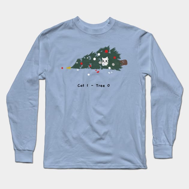 Christmas tree (white caption) Long Sleeve T-Shirt by KentheCat